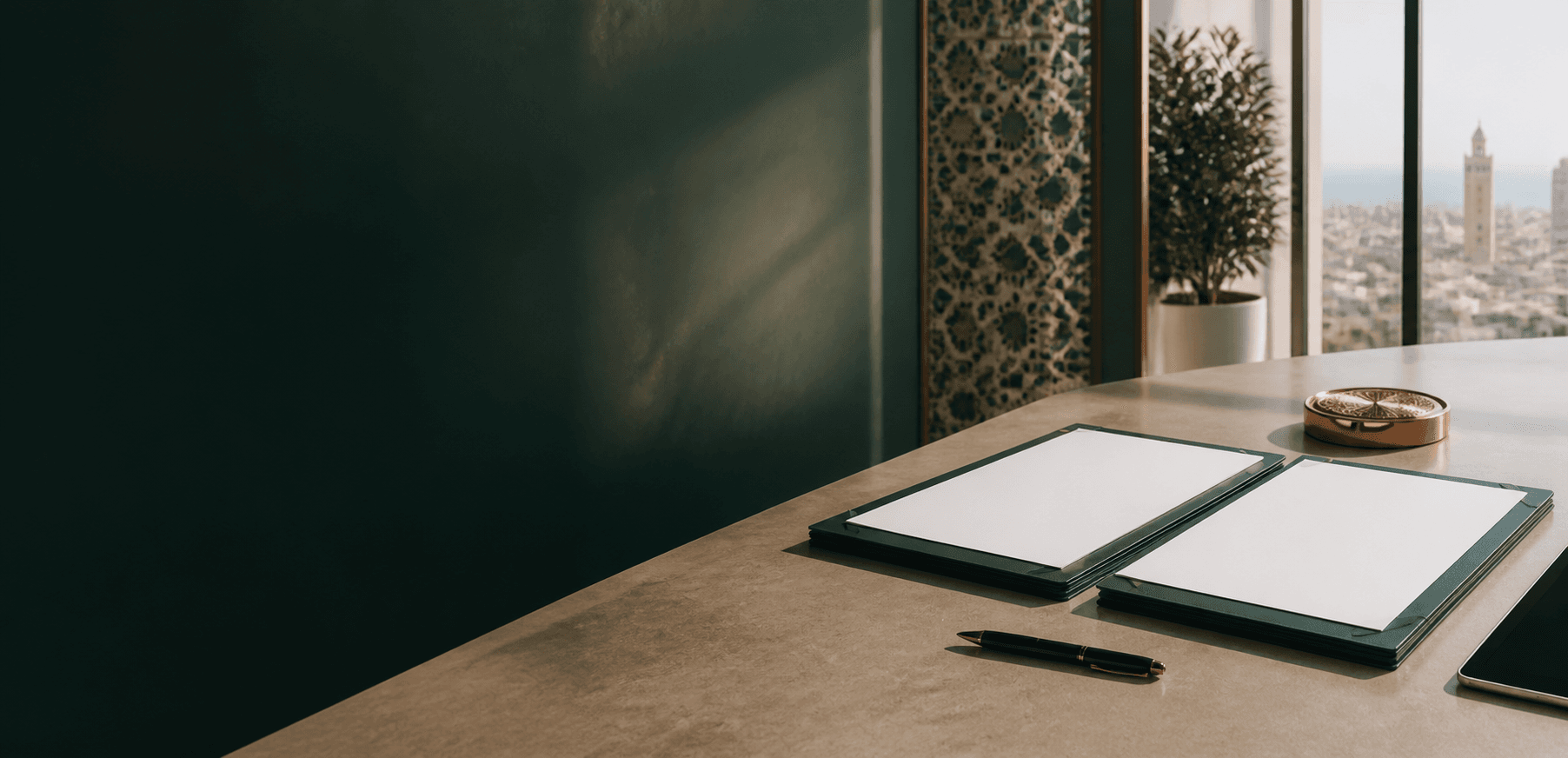 Des documents organisés dans un bureau contemporain à Casablanca
